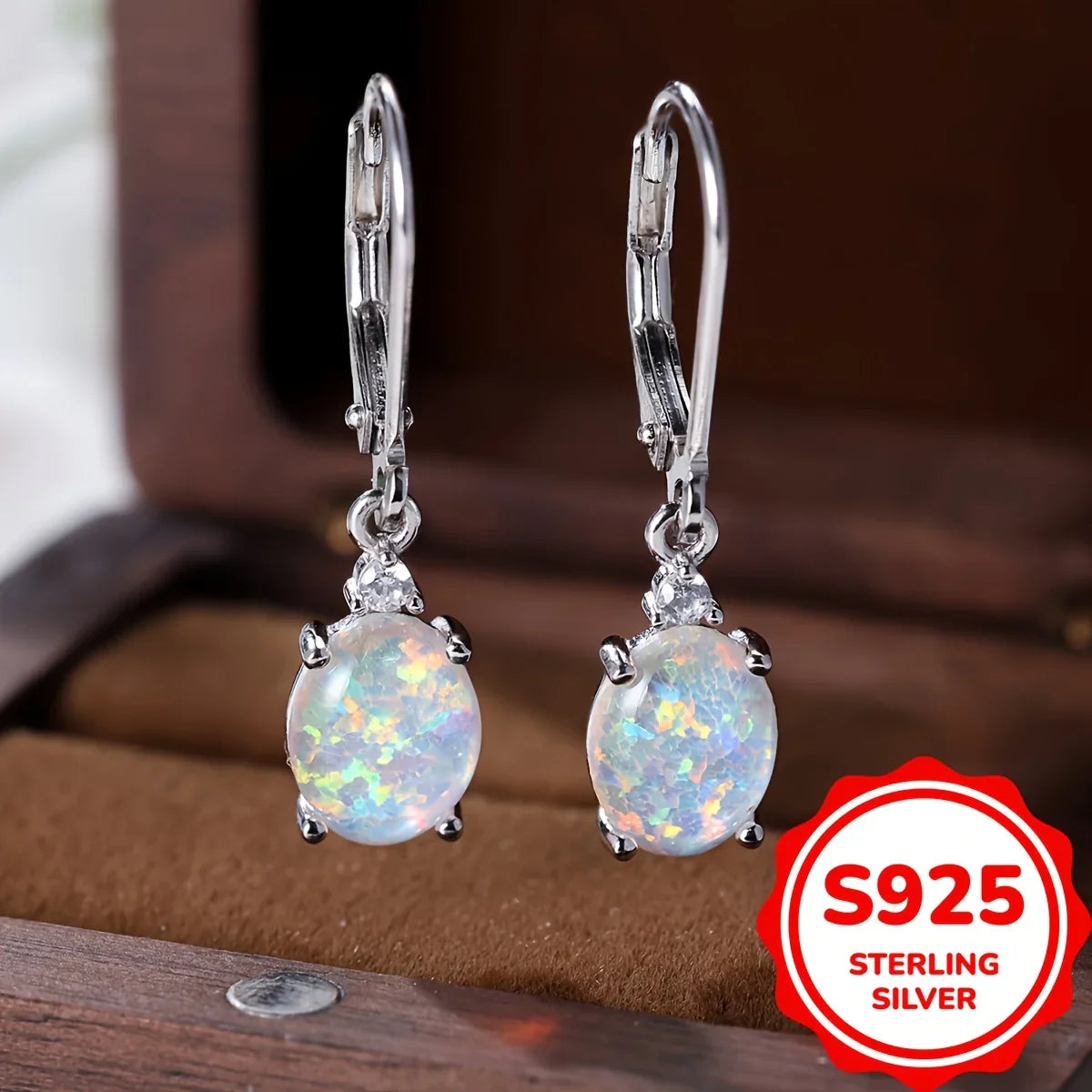 S925 Silver round Crystal Pearl Mother-of-Pearl Earrings with Green Flame Crystal Plated Iridium Golden Women's Design