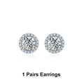 NeeTim 1ct D Color VVS1 Moissanite Jewelry Set 925 Silver with White Gold Plated Pendant Necklace Stud Earrings Sets for Women