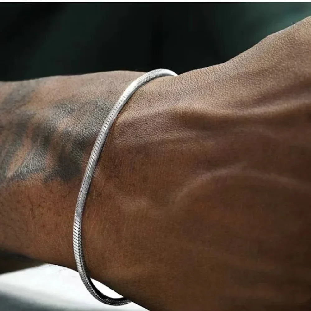 ALIZERO 925 Sterling Silver 3mm Snake Chain Bracelet For Men Women Punk Hip Hop Bracelet Fashion Party Jewelry Wholesale 16-23cm