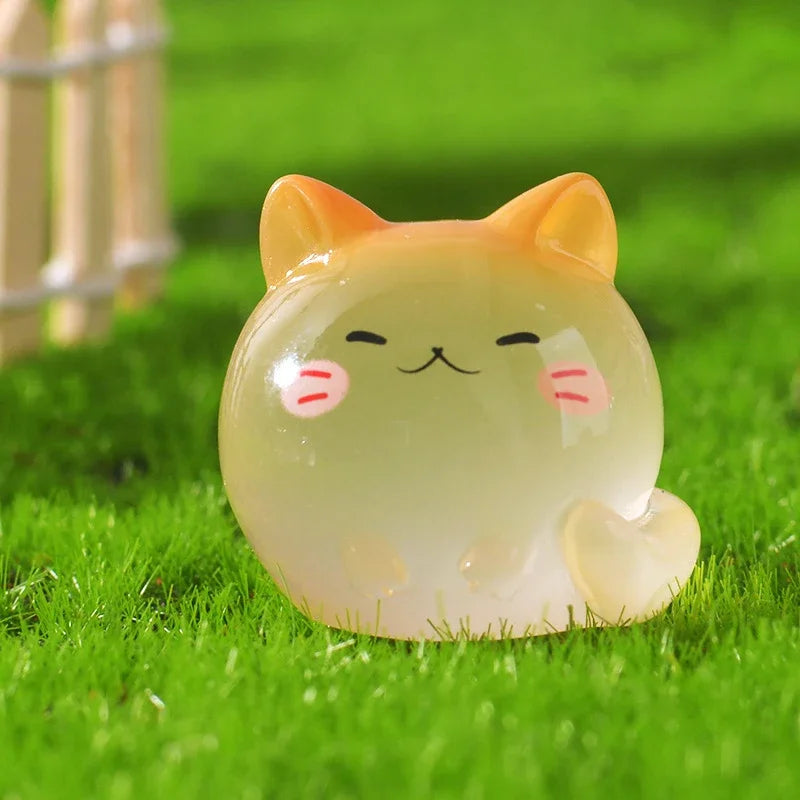 5/20Pcs Luminous Mini Cat Micro Landscape Desktop Ornaments Glow At Night Animal Figurines Home Car Decorations DIY Accessories