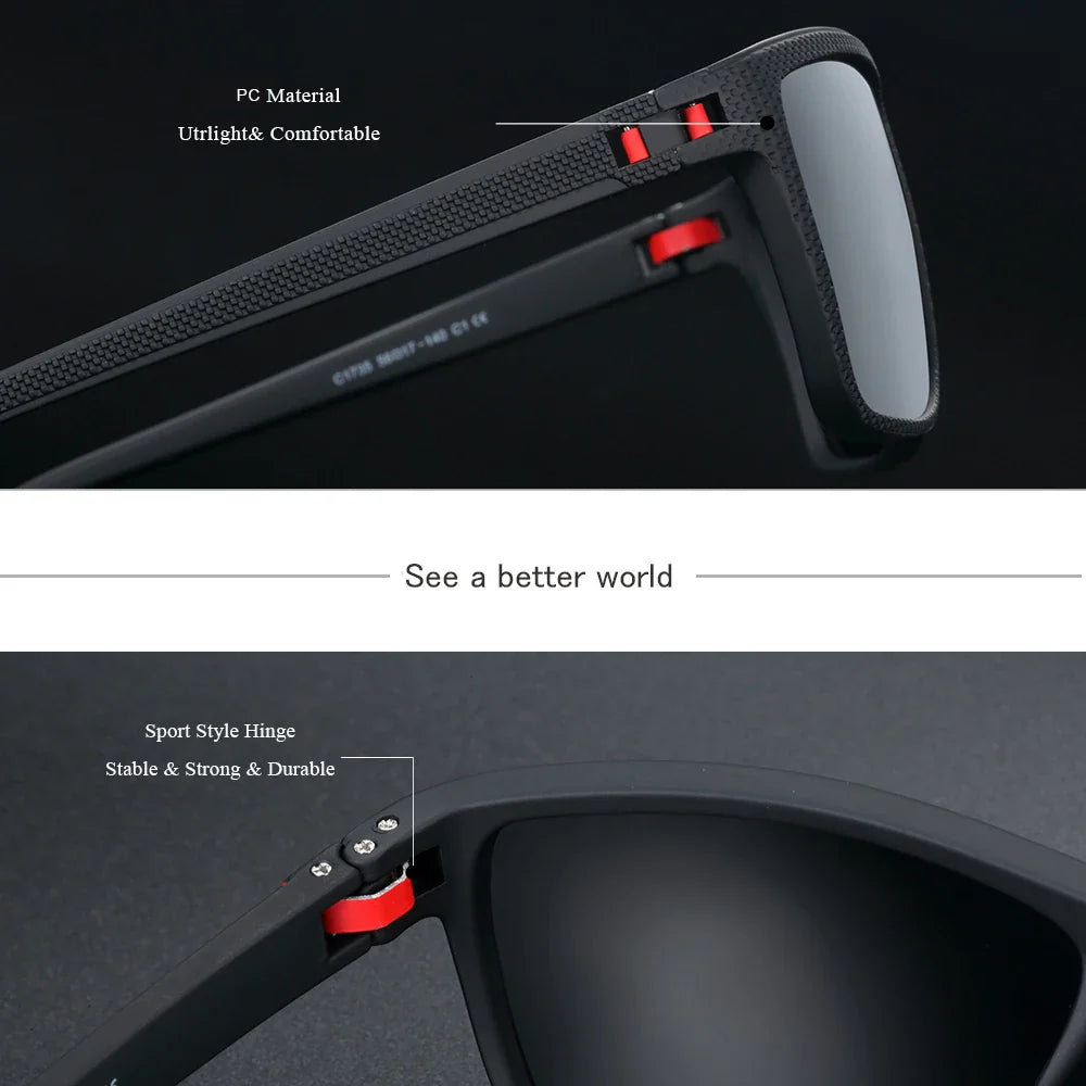 Men’s Polarized Rectangular Sports Sunglasses - UV400 Outdoor