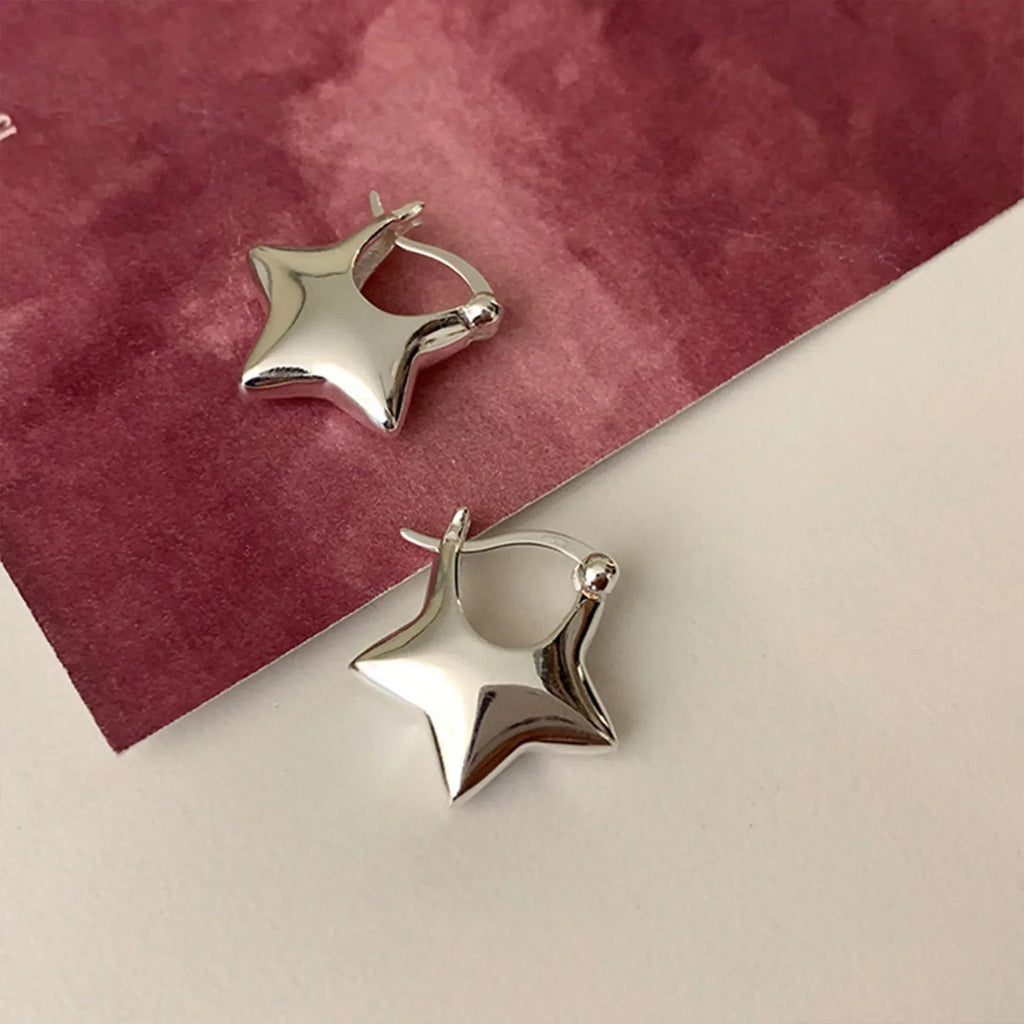 925 Sterling Silver Vintage Simple Star Earrings For Women Trendy Earring Jewelry Prevent Allergy Party Accessories Gift