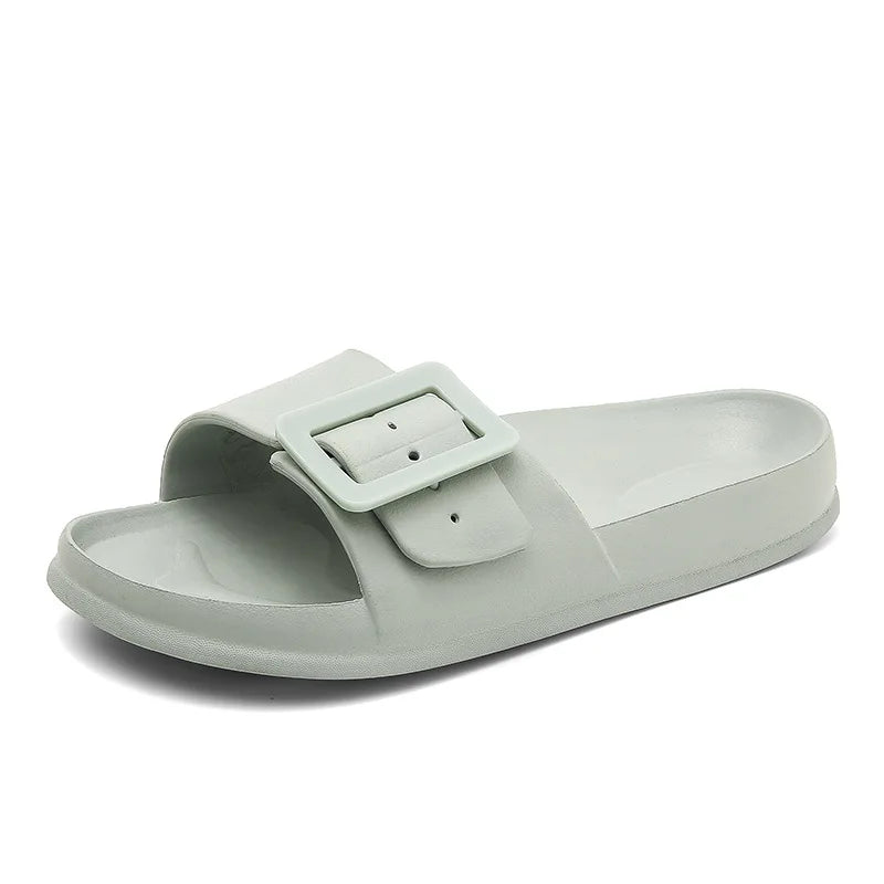 Women's EVA Square Buckle Comfort Slides Lightweight Casual Sandals - Image 9