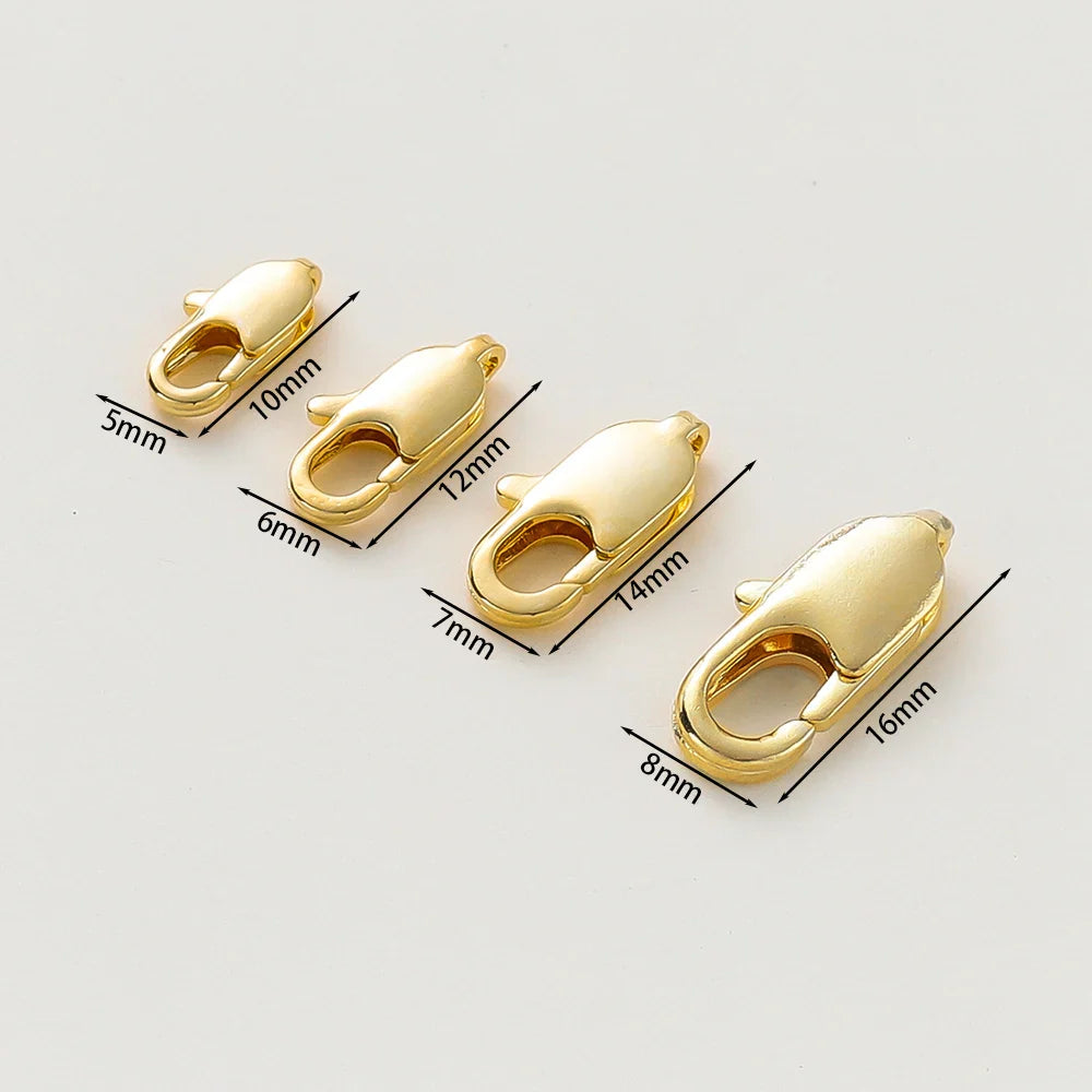 10pcs/lot 14K 18K Gold Plated Lobster Clasps Jump Rings End Chain Connector Hooks For DIY Necklace Bracelet Making Components