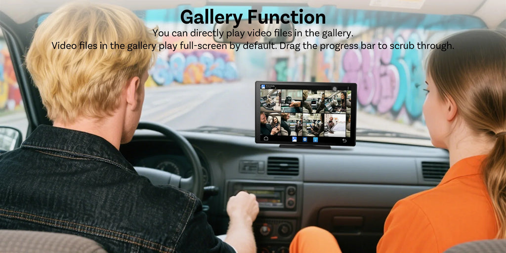 9 Inch Portable Wireless CarPlay Screen, Apple CarPlay and Android Auto Touch Display