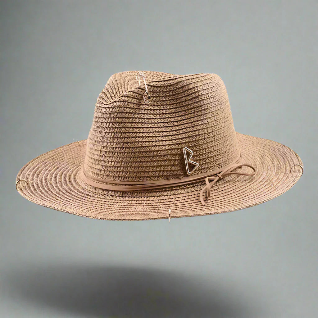 Unisex Metal Letter Straw Panama Hat