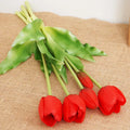 1PCHigh Quality Silicone Real Touch Five-headed Tulip Bouquet Wedding Home Decoration Indoor Artificial Flower Plant Living Room