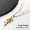 Vintage Stainless Steel Cupid Charm Pendant Necklace Waterproof 18K Gold Plated Necklace Unisex Jewelry Gift