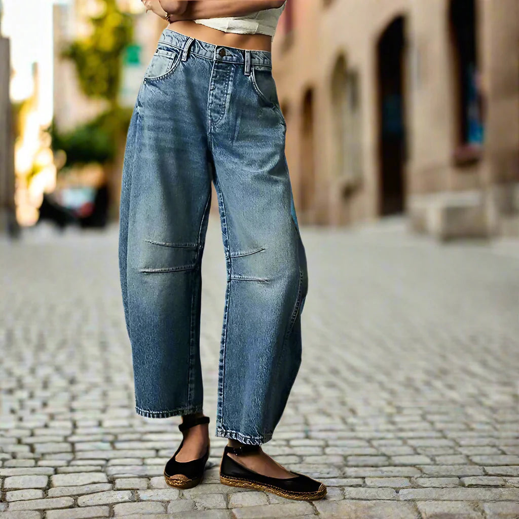 Women’s Mid Rise Wide Leg Baggy Jeans Relaxed Fit Denim - Image 10