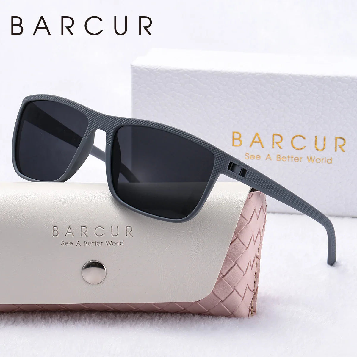 Trendy Square Polarized Sunglasses for Women White Pink Frame