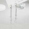 Elegant Popular Three Stars Hoop Earrings For Women 925 Sterling Silver Party Jewelry Beautiful Long Tassel EarringElegant