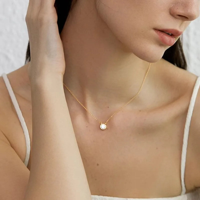 VENTFILLE 925 Silver Circular Geometry Rose Necklace Dropwise Glaze Korean Gentle Jewelry Birthday Gift Wholesale