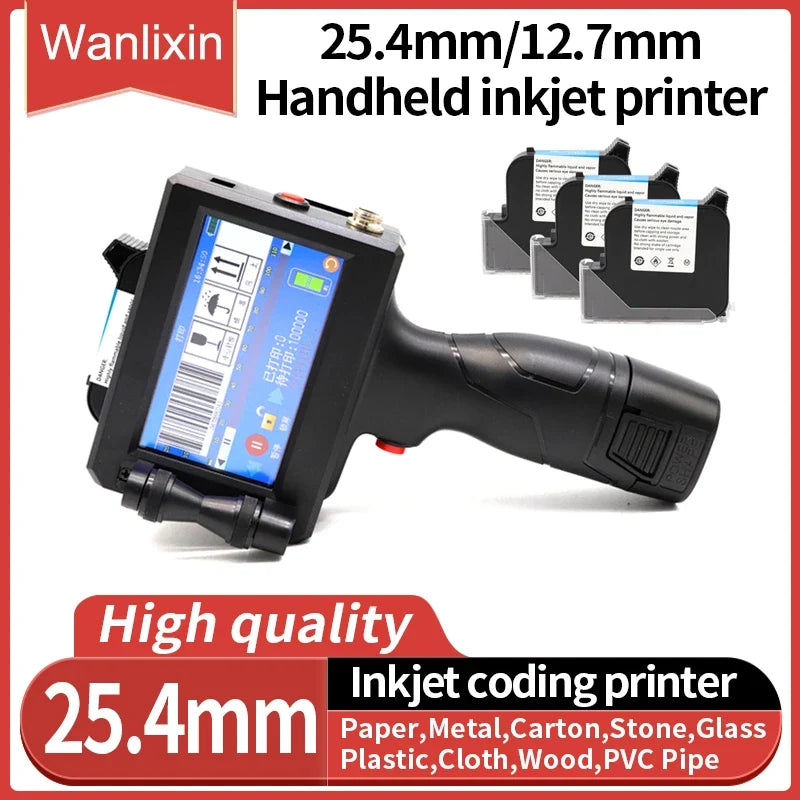 Handheld Inkjet Label Printer – QR Bar Batch Code & Expiry Date Printer