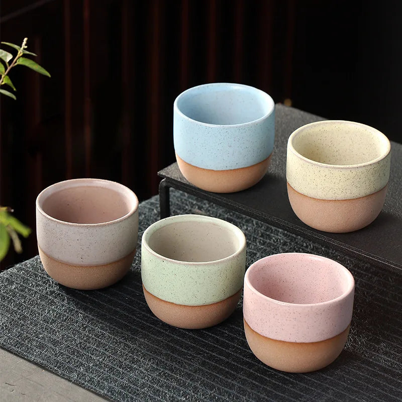 Coarse pottery Ceramic Craft Ceramic Retro Chinese Kung Fu Teacup Round Creative Ceramic Matte Glaze Coffee Drinking Utensils
