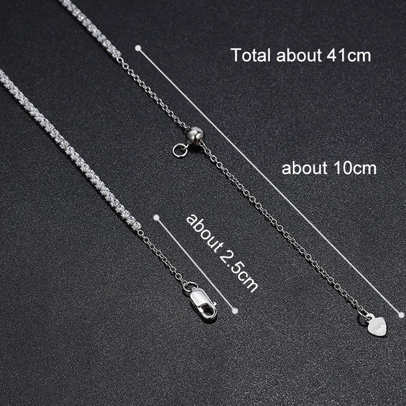 NeeTim 2mm D Color All Moissanite Tennis Necklace for Women Adjustable Choker Chain 925 Sterling Silver with Gold Plated Jewelry