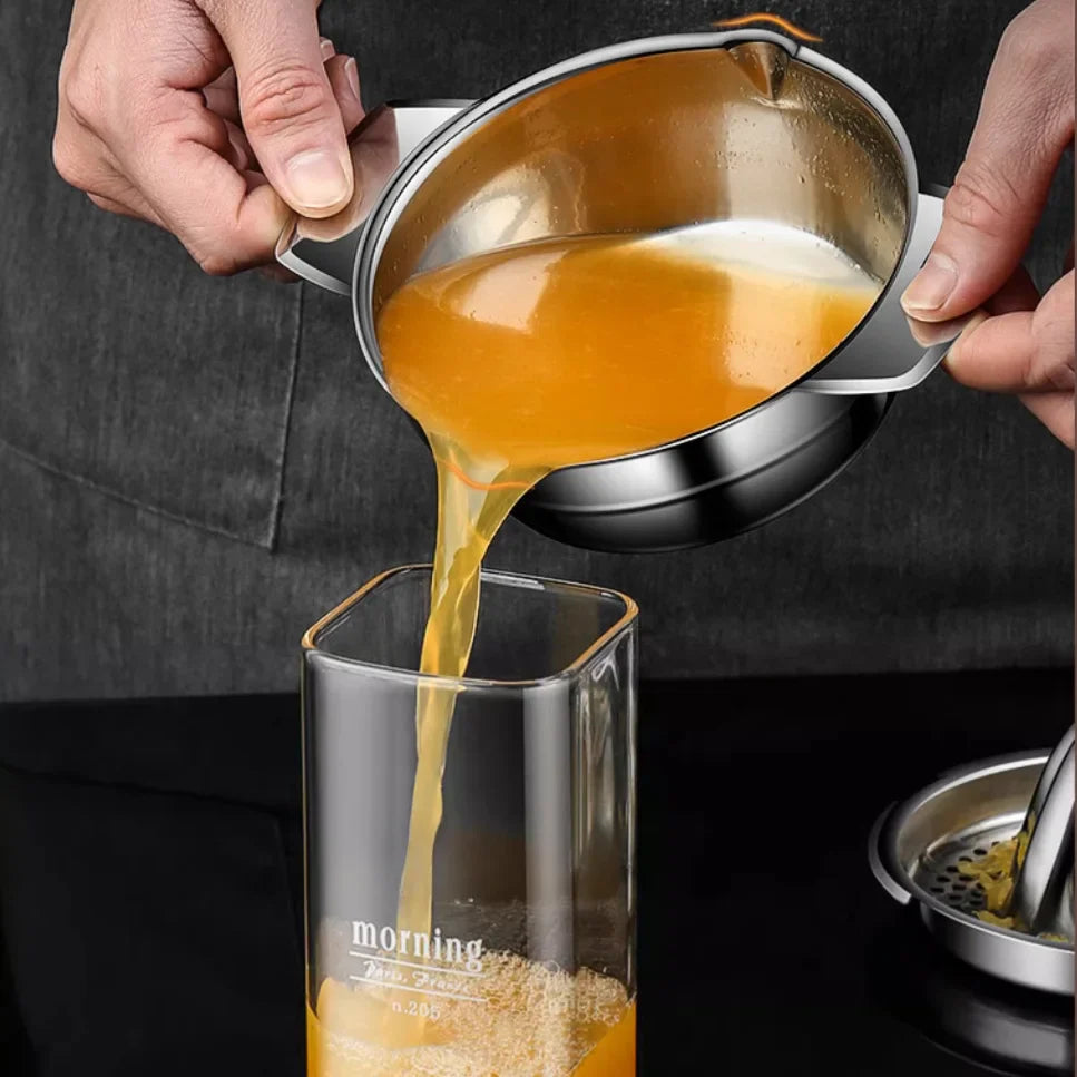 Manual Stainless Steel Lemon Orange Squeezer Citrus Juicer Hand Press with Bowl And Strainer for Fresh Juice Extraction