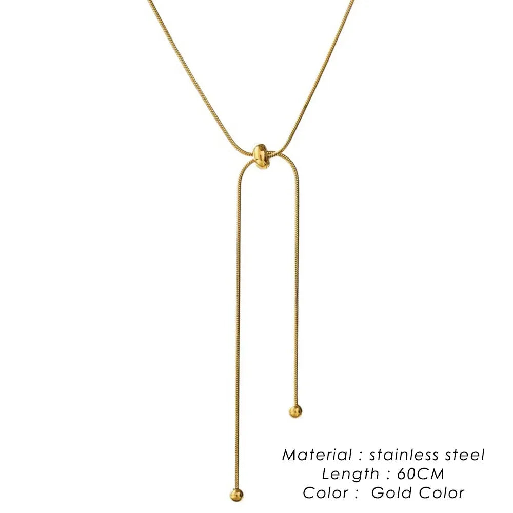 Personalized Snake Chain Adjustable Y Necklace for Woman Clavicle Pendant Stainless Steel Necklace Women's Holiday Gift Jewelry