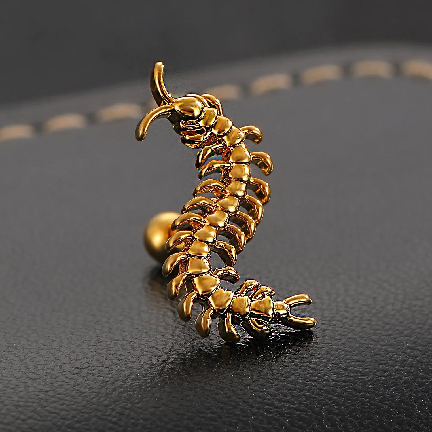 A Personalized Stainless Steel Centipede Earring, Trendy Men's and Women's Hip-hop Rock Avant-garde Jewelry Ear Studs