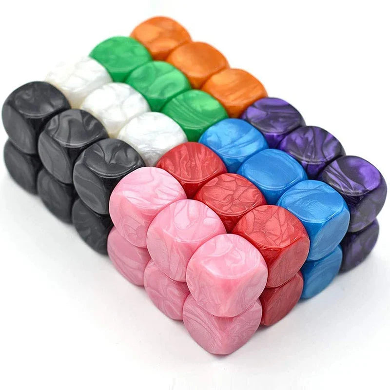 10pcs/set  Rounded Corner Dice Pearl Pattern Blank Glossy Dice DIY Game Accessories 16mm
