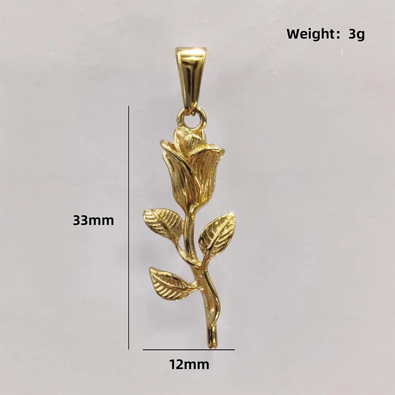 Vintage Summer Accessories Stainless Steel Pendant Necklaces Women's Jewelry Rose Pendant Necklace Charms