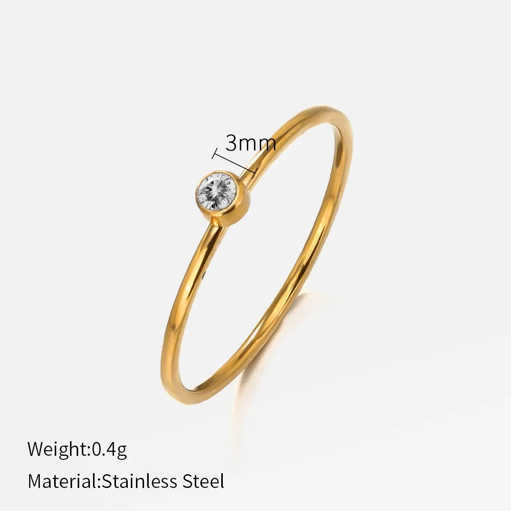 14k Gold Plated Stainless Steel Birthstone Ring