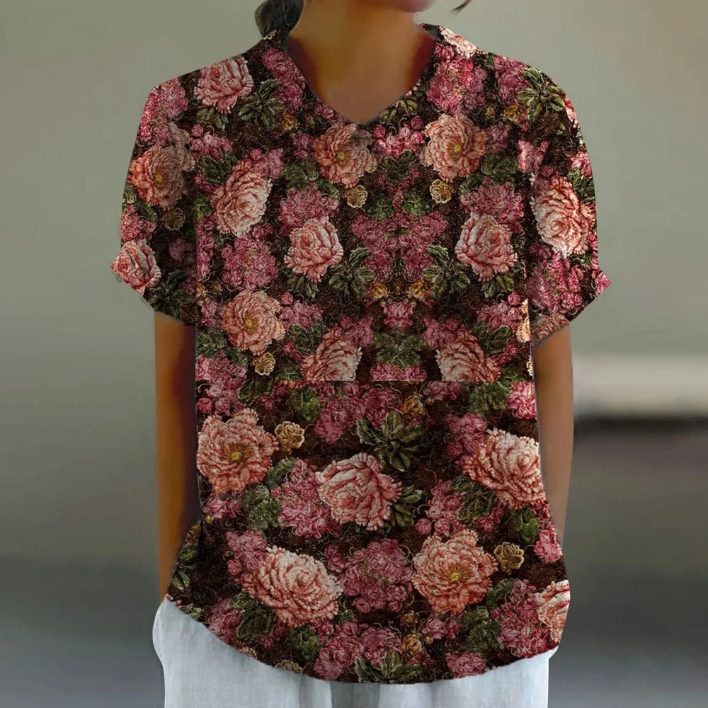 Floral Puff Sleeve Peter Pan Collar Blouse for Women - Image 8