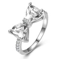 925 Sterling Silver Personality Multi-colored CZ Bow Rings for Women Bride Wedding Party Finger ring Nice Gift Fashion Jewelry