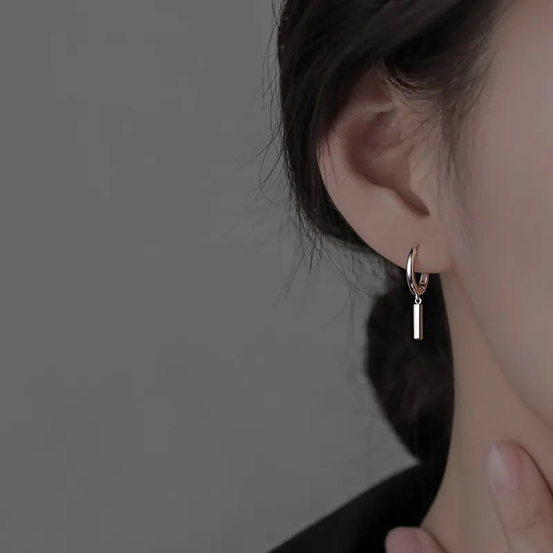 NBSAMENG 925 Sterling Silver Geometry Asymmetric Earring for Women Girl Simple Office Versatile Jewelry Gift Dropshipping