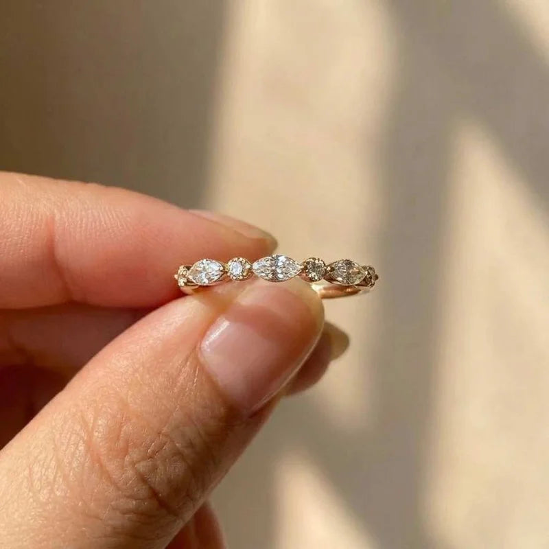 925 Sterling Silver Classic Zircon Marquise Stackable Ring for Women Engagement Wedding Luxury Fashion High Quality Fine Jewelry
