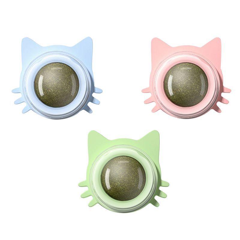 Self-Rotating Cat Wall Toy with Catnip Ball and LED Light
