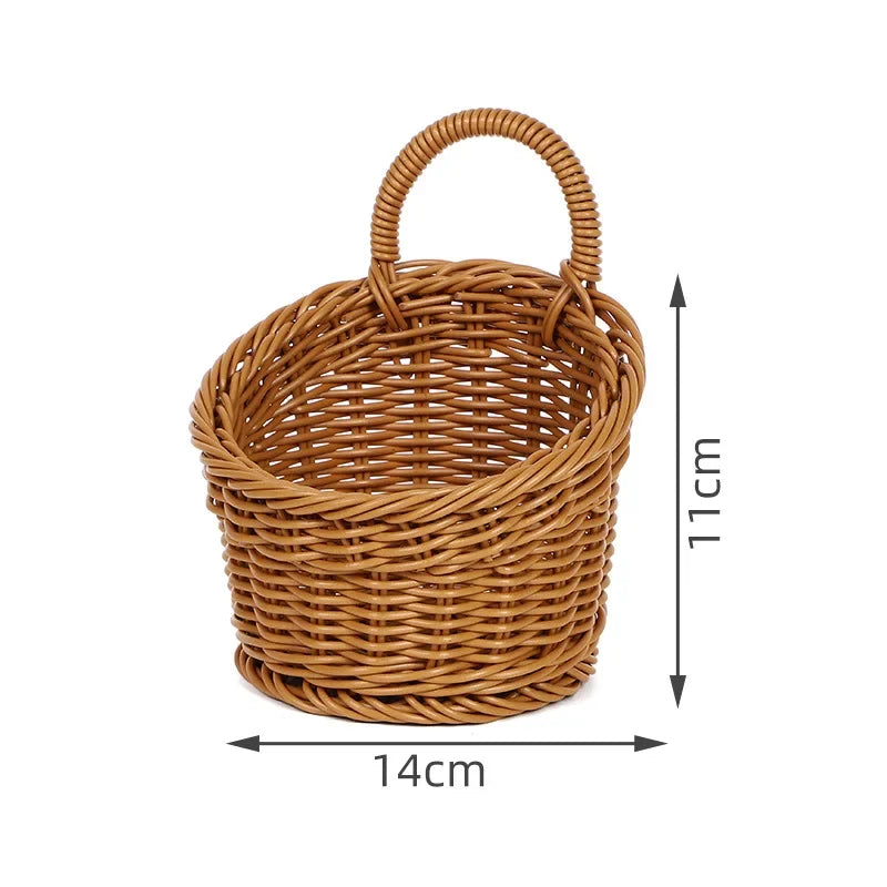 Wall-mounted Vegetable Basket Fruit and Sundry Basket Weave Storage Basket Kitchen Storage Home Decoration