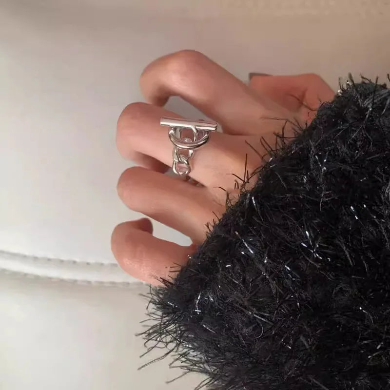 925 Sterling Silver Chain Simple Geometry Adjustable Ring For Women Fashion Wedding Fine Jewelry Wholesale Jewellery