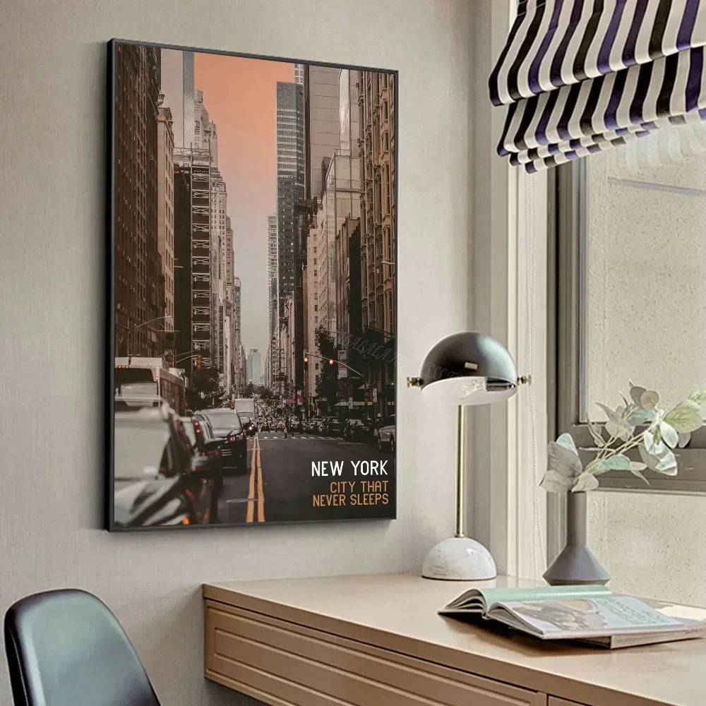 Modern New York City Manhattan Night View Lanscape Art Poste Poster HD Posters Home Room Bar Cafe Decor Art Wall Painting
