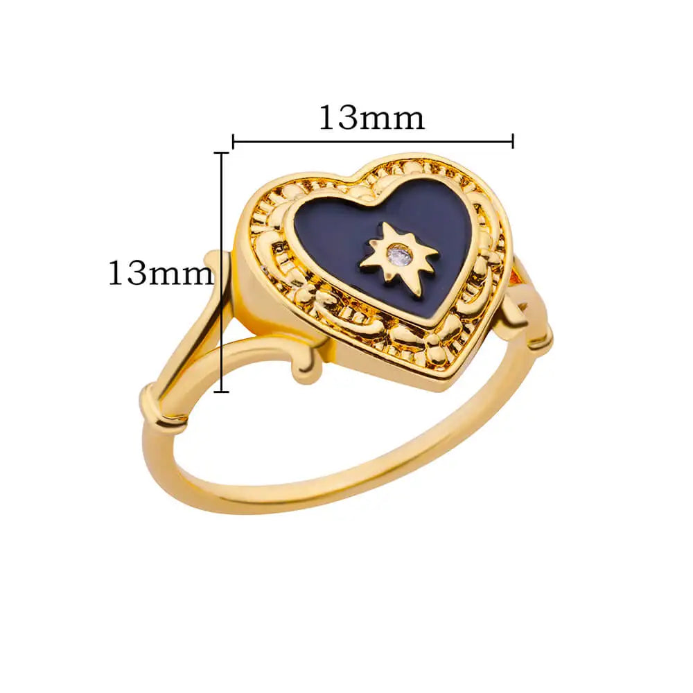 Heart Shape Zircon Rings For Women Stainless Steel Gold Color Aesthetic Couple Ring 2024 Trend Wedding Jewelry Gift For Friend