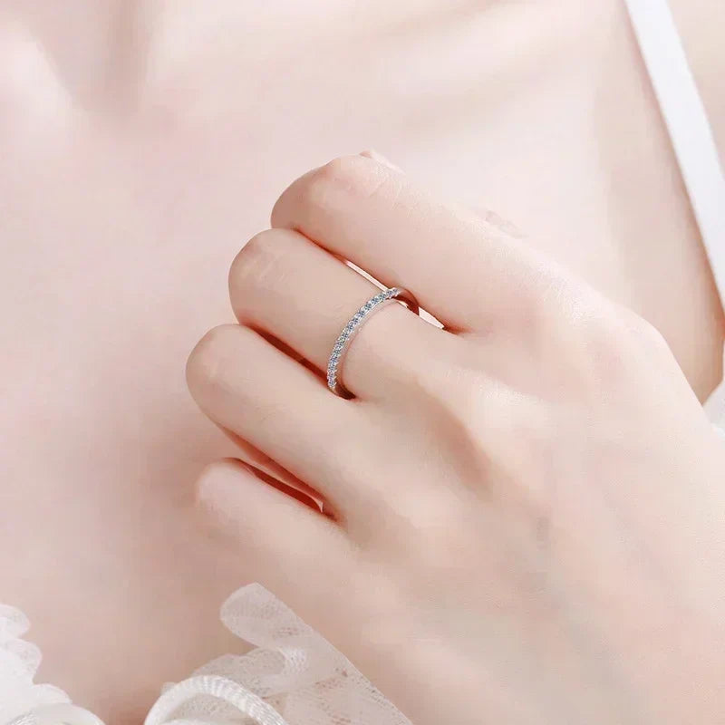 NeeTim Moissanite Ring 925 Sterling Silver with White Gold Plated Lab Diamond Eternity Band Engagement Wedding Rings for Women