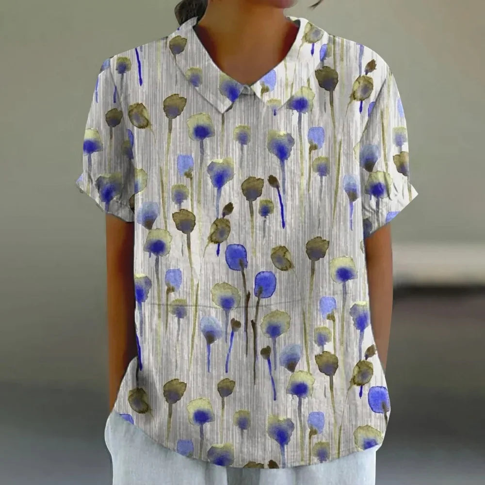 Floral Puff Sleeve Peter Pan Collar Blouse for Women - Image 4