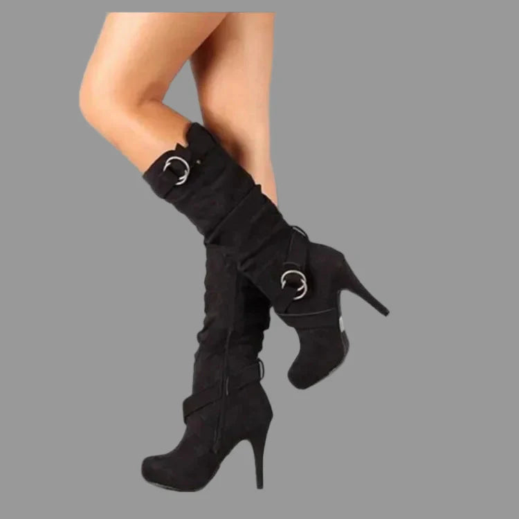 Women's Suede Knee High Platform Boots