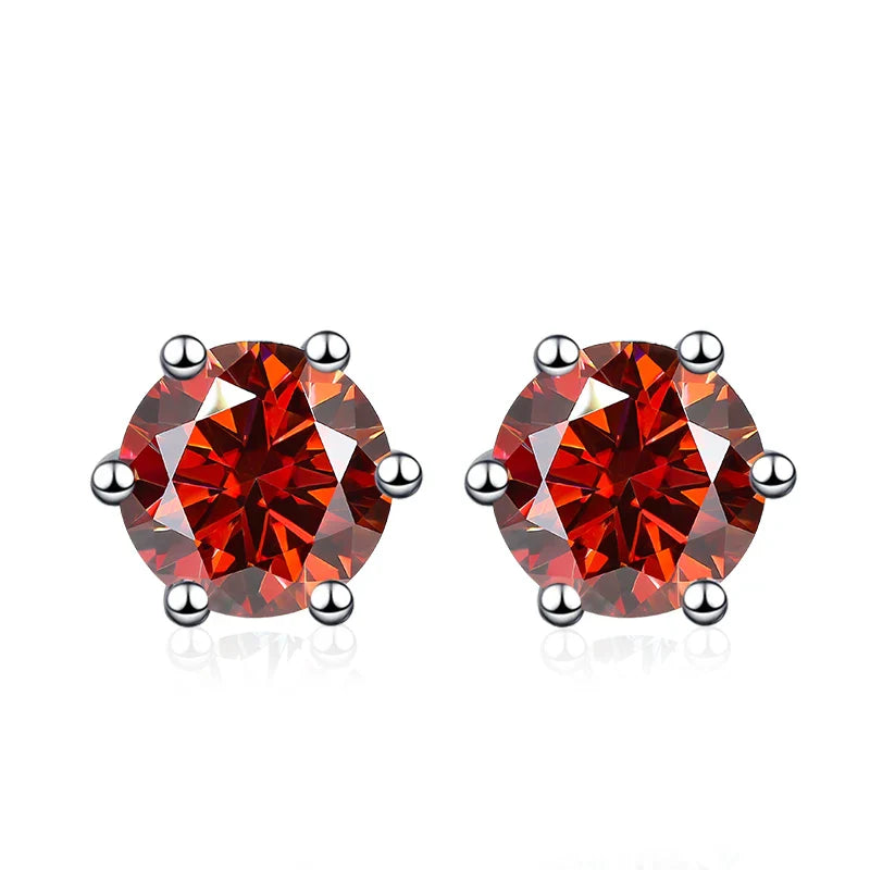 NeeTim 0.5ct 1ct 2ct Moissanite Stud Earrings for Women 925 Sterling Silver Green Pink Black Blue Grey Sparkling Studs Earring