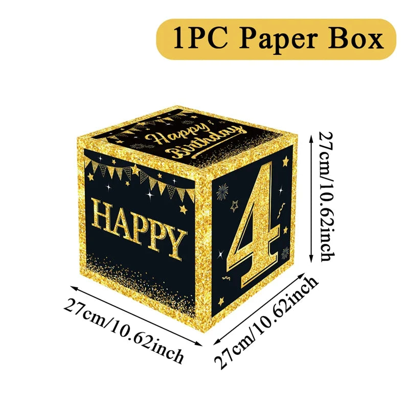 Black and Gold 18th 30th Birthday Box Birthday Party Decorations for Home Birthday Box Happy BIrthday Baby Shower Party Supplies