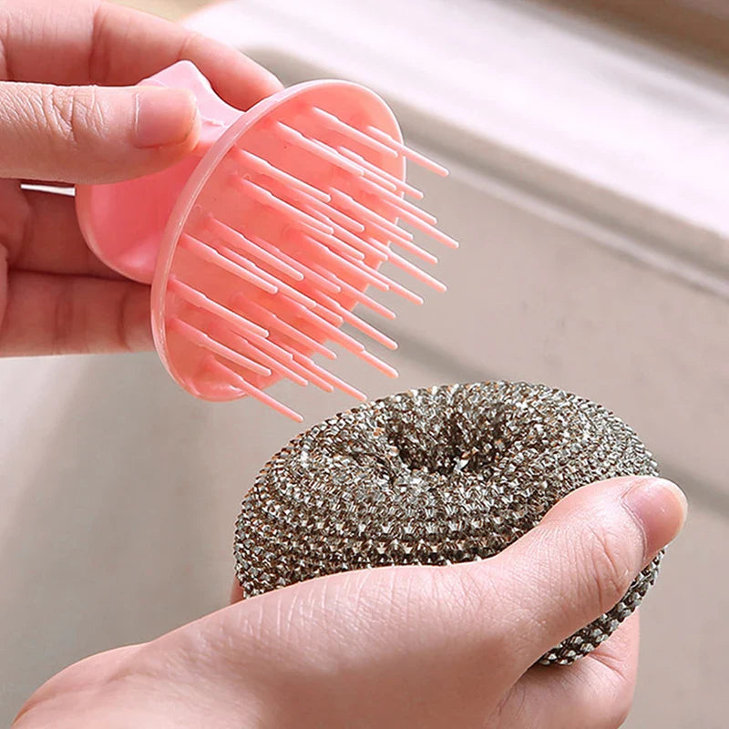 Kitchen Non Damaging Pot Strong Cleaning Brush Pot Brush Detachable And Washable Non Stick Pot Steel Wire Ball PET Cleaning Ball