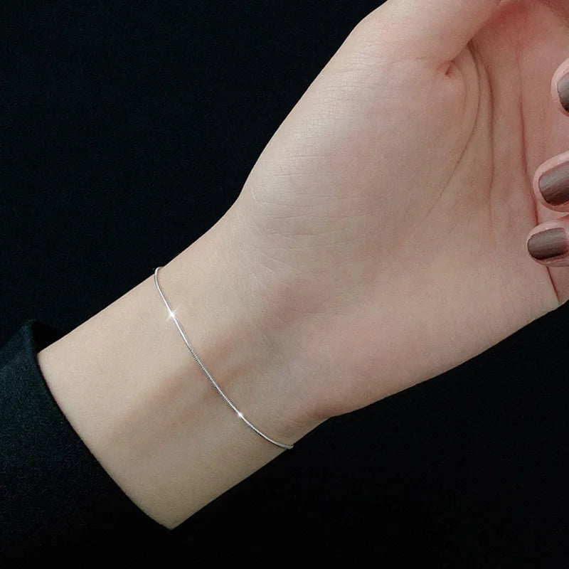925 Sterling Silver 20cm Snake Chain Lucky Bracelets Woman Party Luxury Designer Jewelry Wedding Jewellery