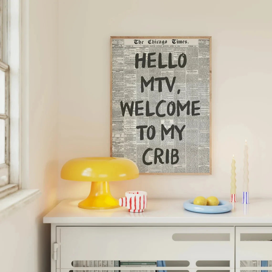 Hello MTV Welcome To My Crib Fashion Wall Art Prints Canvas Painting Poster Picture For Living Bedroom Kids Room Home Decor