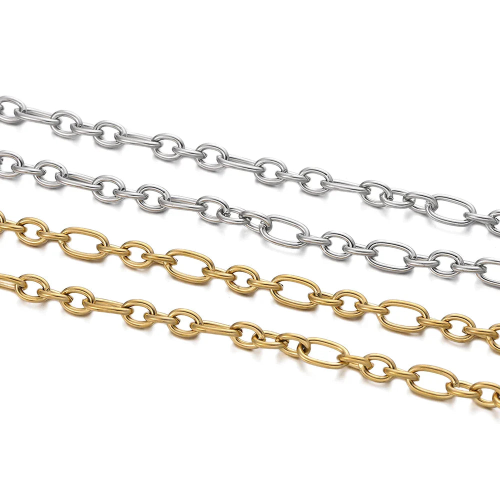 1Meter/Pack 304 Stainless Steel Knot Gold Steel Color Handmade Chains for DIY Necklace Bracelets Jewelry Making Accessories