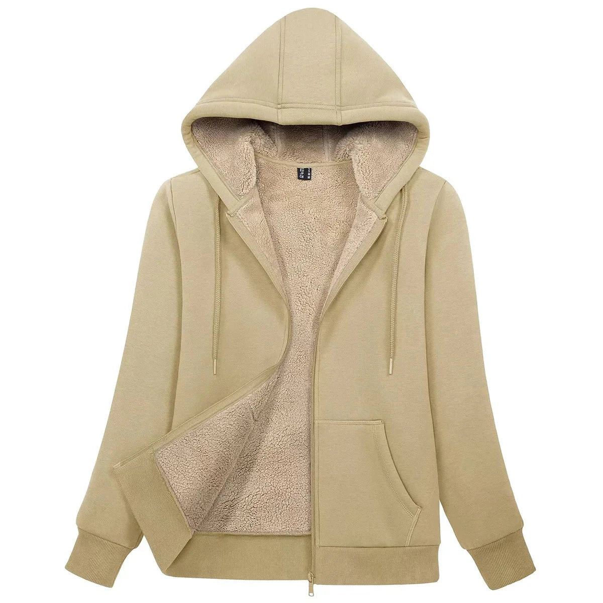 Women's Blue Sherpa-Lined Fleece Zip-Up Hoodie Jacket - Image 17