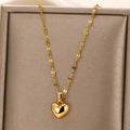 Trendy Heart Pendant Stainless Steel Pleated Necklaces For Women Trendy Gold Color Aesthetic Pendant Necklace Jewelry Accessory