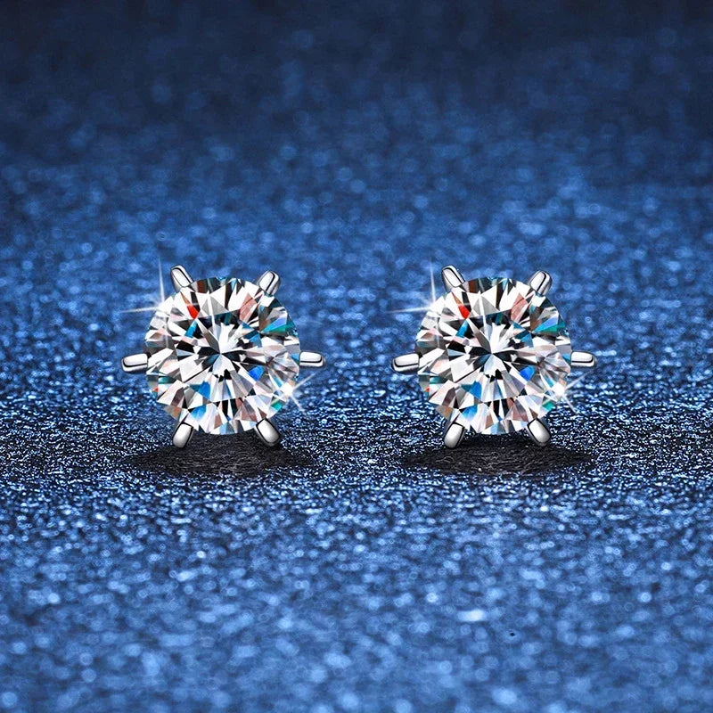 NeeTim 0.3-2CT Moissanite Stud Earrings For Women Screw Thread Ear Studs 925 Sterling Silver Wedding Jewelry Pass Diamond Test