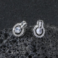 Exquisite Fashion Chic Round Zircon Earrings Casual Ins Assorted Niche High-grade Sense Selling Elegant Accessories