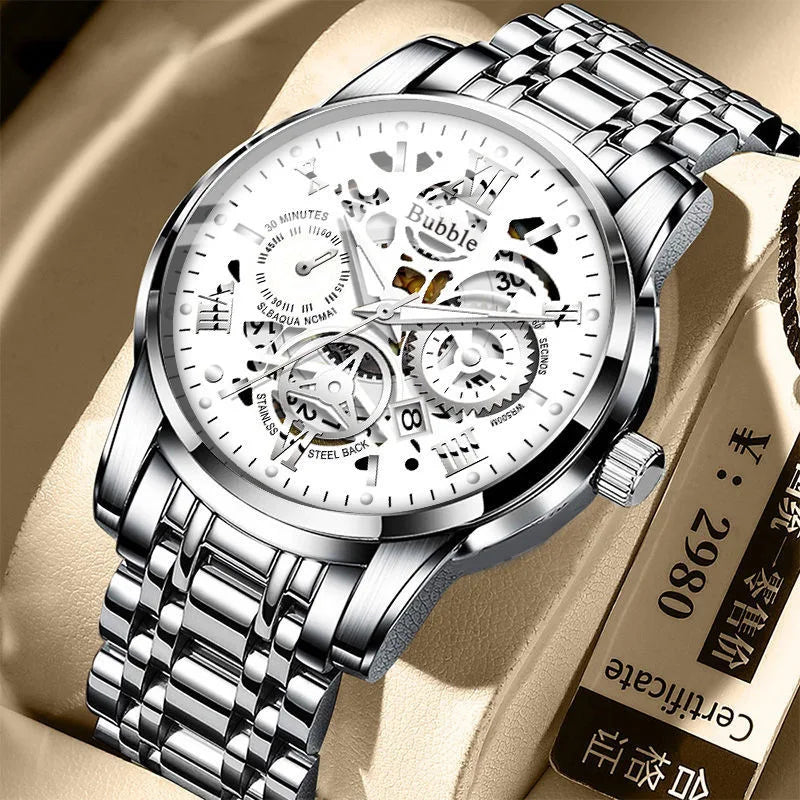 Men's Quartz Watch – Waterproof Hollow Dial, Luxury Style