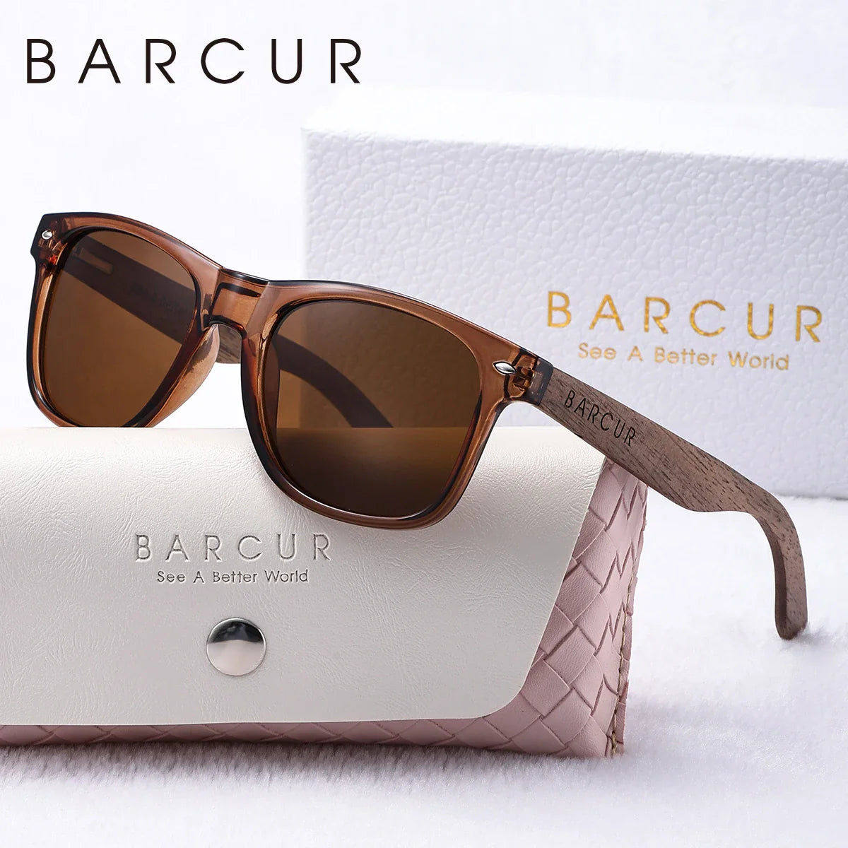 Natural Wood Oval Polarized Sunglasses for Women