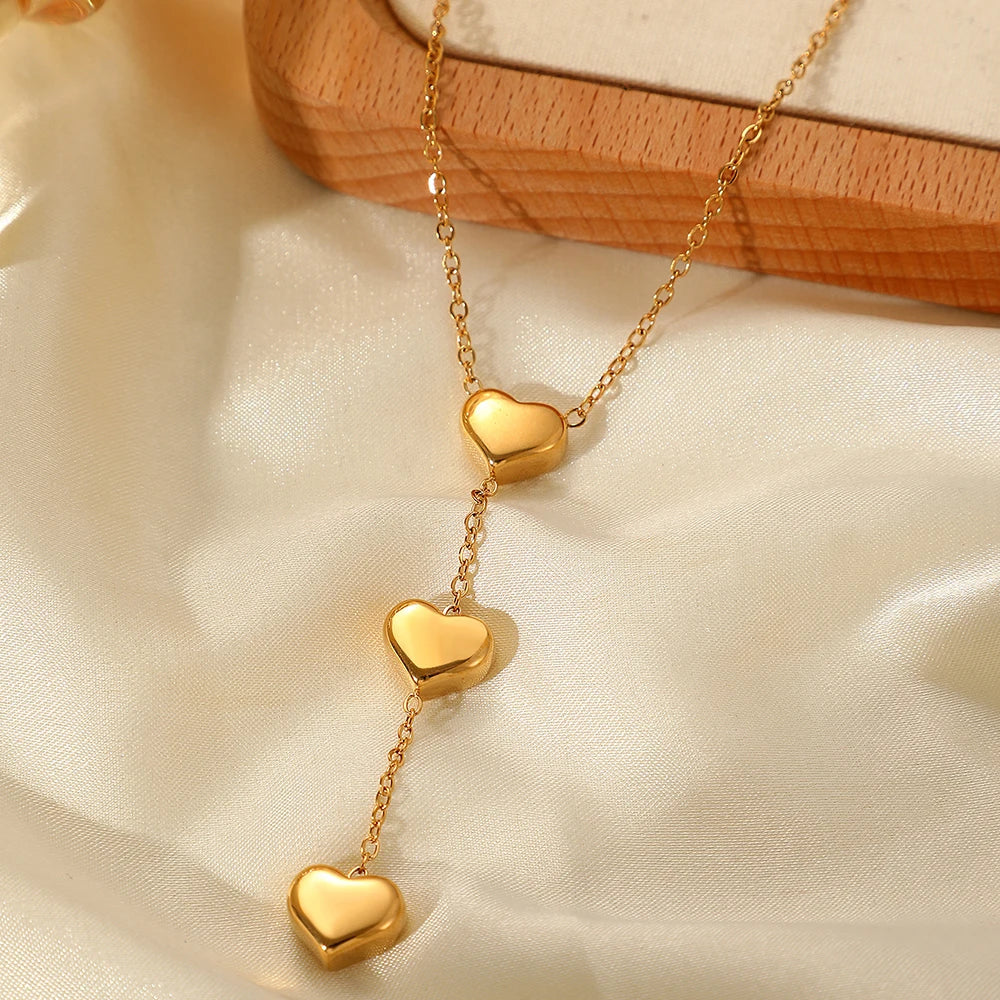 Stainless Steel Necklaces Small Fresh Fringe Peach Heart Pendant Necklace For Women Jewelry Valentine's Day Anniversary Gift New